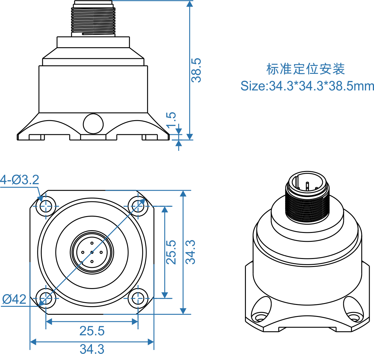 CA-AKF4 Triaxial Accelerometer (wired)